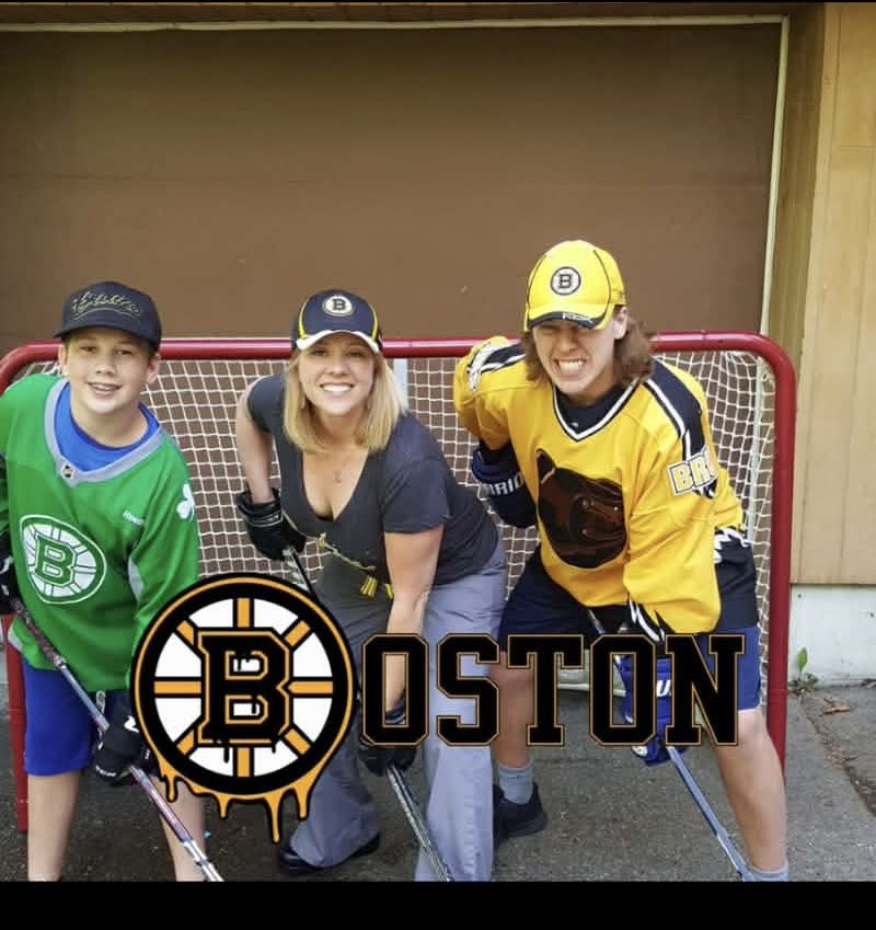 Mother ( Rhonda) killed, son ( Aidan) killed in yellow, son in green was on the ice. I spoke with best friend of Aidan, who told me he  was math genius, became an engineer, was sitting with his fiancé at the game. Aidan jumped up to try and protect his mom, and was killed by his