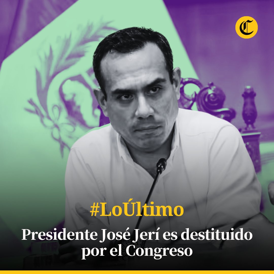 elcomercio_peru's tweet photo. #LOÚLTIMO 🏛️🔴🇵🇪 A cuatro meses y una semana de haber jurado como presidente de la República, José Jerí (Somos Perú) fue destituido por el Congreso, tras revelarse reuniones no registradas que sostuvo con el empresario de origen chino Zhihua Yang, propietario del salón Xin Yan (San Borja), de Market Capón y proveedor del Estado, lo que desató cuestionamientos sobre transparencia y posibles conflictos de interés. ▶️ Todos los detalles: https://t.co/Q2Xqyesu6v