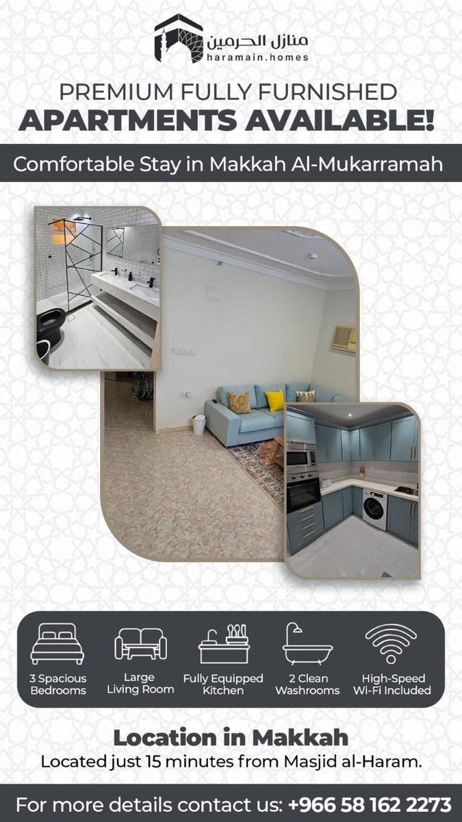 HaramainInfo's tweet photo. Rent Furnished Apartments in Makkah Al-Mukarramah this Ramadhan https://t.co/krGkPCIpn0