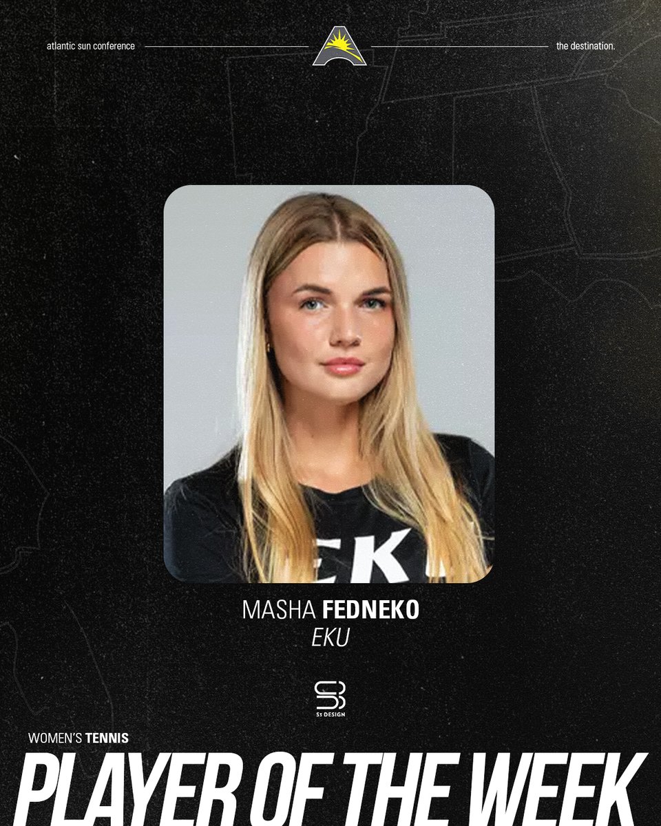 ASUNSports's tweet photo. @EKUWTEN 's Masha Fedneko is the #ASUNWTEN Player of the Week👀
🔗https://t.co/sL6ZCfgU4O https://t.co/Zx4nMON7zs