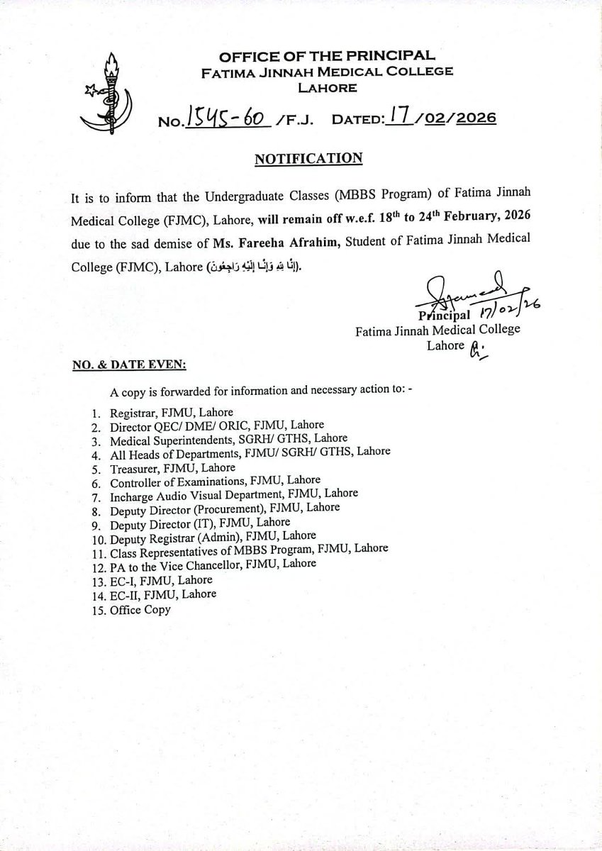 AhmadRehanKhan's tweet photo. 𝗔𝗻𝗼𝘁𝗵𝗲𝗿 𝗣𝗿𝗲𝗰𝗶𝗼𝘂𝘀 𝗦𝗼𝘂𝗹 𝗟𝗼𝘀𝘁:

⚠️ Trigger Warning  ⚠️ 

A medical student from Fatima Jinnah Medical University, Lahore has reportedly died by suicide after jumping from the third floor of the college building. A young future physician, gone.

Every time this happens, many of us speak. We write. We raise alarms. We offer data driven solutions. Yet despite repeated tragedies, meaningful structural change remains painfully absent.

We are facing a real and escalating student mental health crisis, especially in medical colleges where academic pressure, stigma, humiliation culture, and lack of confidential support systems create a perfect storm.

What is even more heartbreaking is the pattern of misplaced priorities. After recent suicide attempts, including one death at The University of Lahore, the response was reportedly limited to awareness talks and inviting a motivational influencer (Qasim Ali Shah) . This is not a substitute for systemic mental health reform.

This crisis requires:
• Confidential and independent counseling services
• Active screening and early identification
• Faculty training in recognizing distress
• Zero tolerance for bullying and public shaming
• Real investment in psychiatric and psychological services

We recently had renowned psychiatrists from the USA and Pakistan discuss the rising suicide rates and evidence based strategies to address them. The solutions exist. The expertise exists. What is missing is implementation.

https://t.co/LCngwRYQKf 

To every student reading this: your grades are not your worth. Your struggle is not weakness. Your pain deserves professional help, not silence.

If you or someone you love is not feeling well, please reach out. Speak to a trusted person. Seek professional care. Asking for help is strength, not failure.

#MentalHealthAwareness