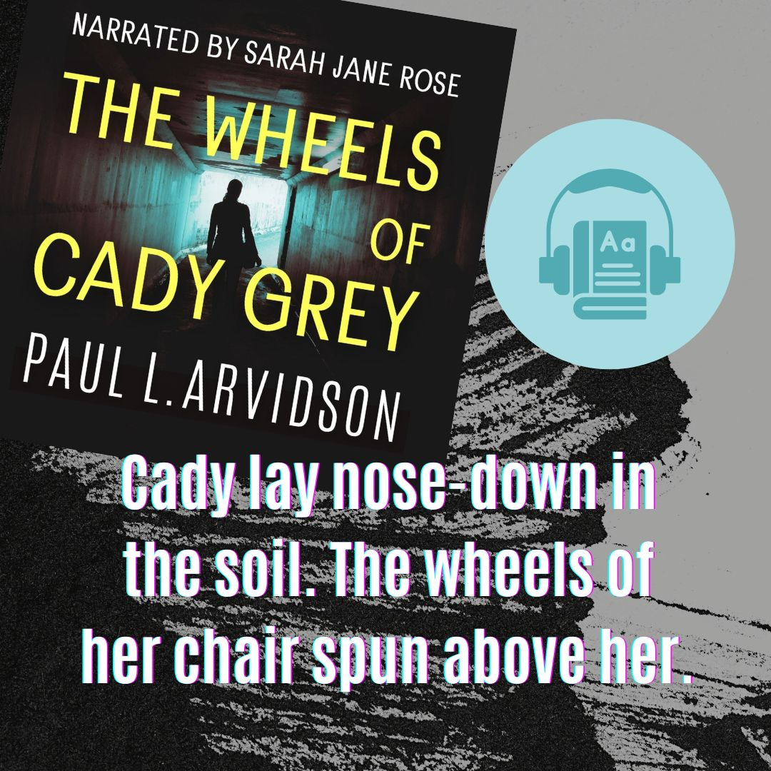 "Cady lay nose-down in the soil. The wheels of her chair spun above her." 

The Wheels of Cady Grey is a gripping thriller in the Cady Grey Mysteries series. Available in ebook and audio!
books2read.com/WheelsOfCadyGr…
#Thriller #KickAssWomen #WomenSleuths #DisabledRep