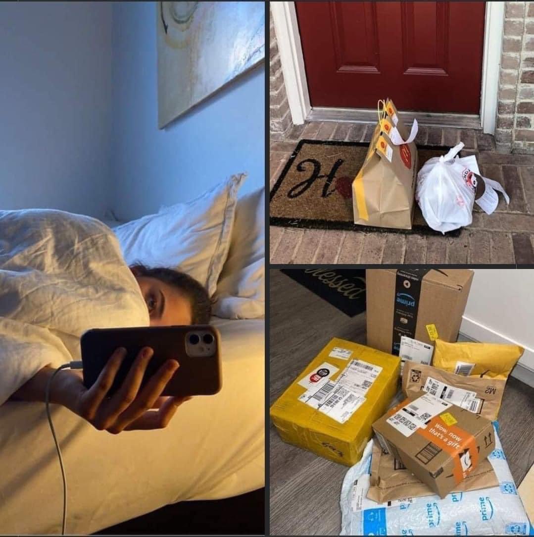 Me: I'm staying in the house so I dont spend any money 

Me in the house: