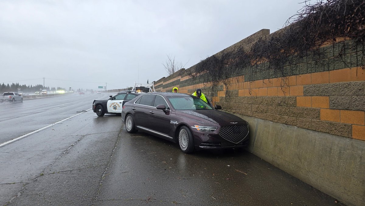 Patrol vehicle hit on US-50 west of Sunrise Blvd. Both vehicles now on the shoulder w/tow trucks on scene. Officer and responsible party are okay but please be cautious in inclement weather. SLOW DOWN, use your headlights, and drive with extra caution as roadways are flooding!