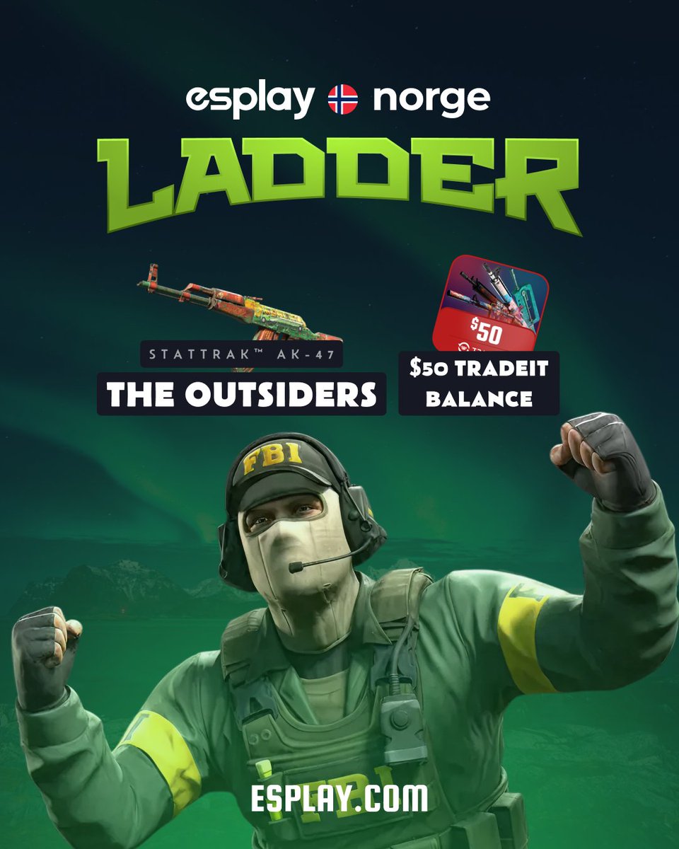 🔥 ESPLAY NORGE SLÅR TIL! 🇳🇴
Ikke bare en, men TO nye Ladders🔥

🔓 1 åpen for alle
💎 1 eksklusiv for Premium
🗓 1. mars⌚13.37 - 1. april⌚13.37

Poengbasert
Ikke grind only
Skill + wins = toppen av ladderen🔥

Les mer 👇
esplay.com/news/MN/join-t…
#CS2 #NorskEsport #Gaming