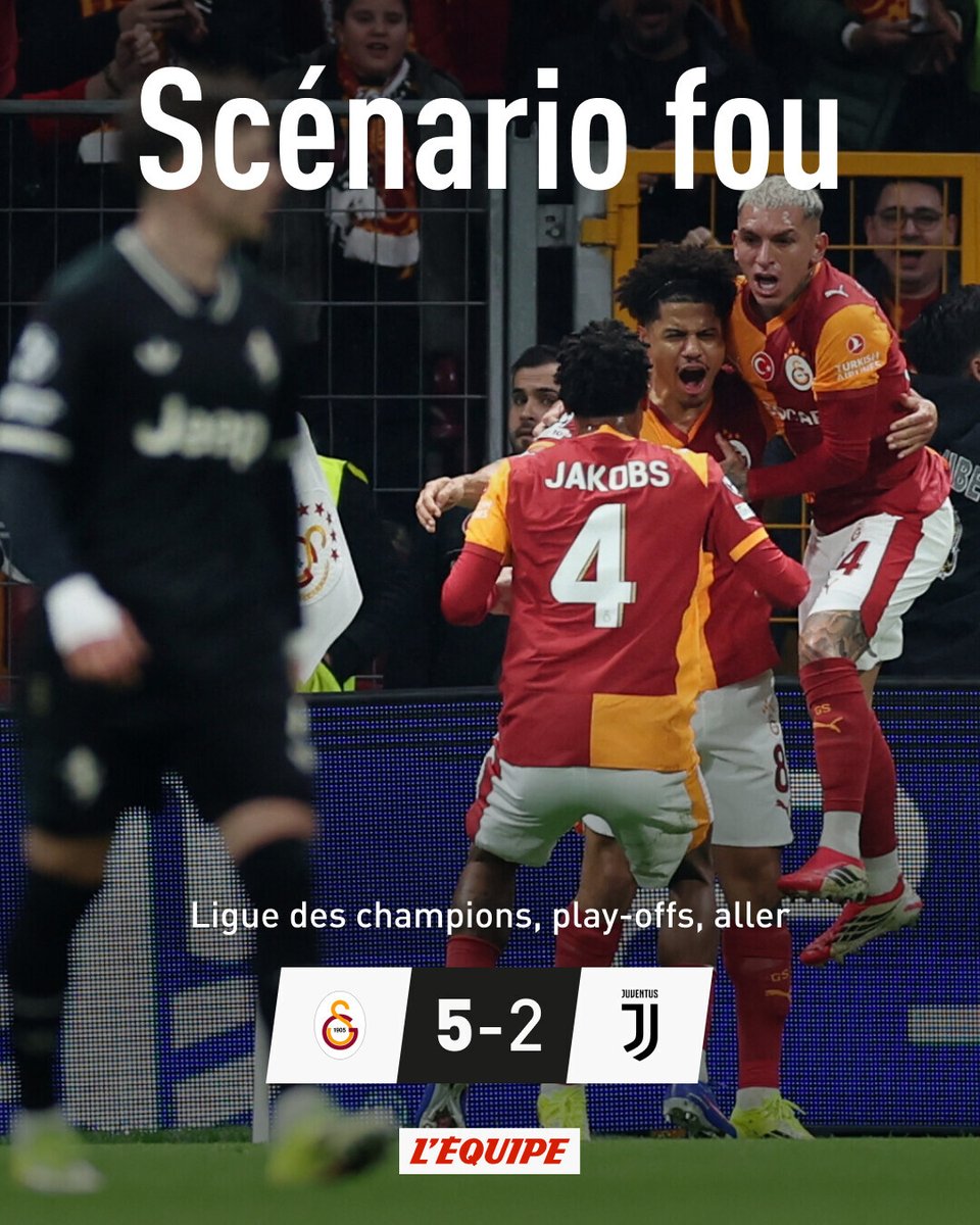 Galatasaray prend une belle option sur les 8es de Ligue des champions
➡️ l.lequipe.fr/zO6

Galatasaray a renversé la Juventus en seconde mi-temps. Réduit à 10 après l'expulsion de Cabal, la Vieille Dame s'est écroulée.