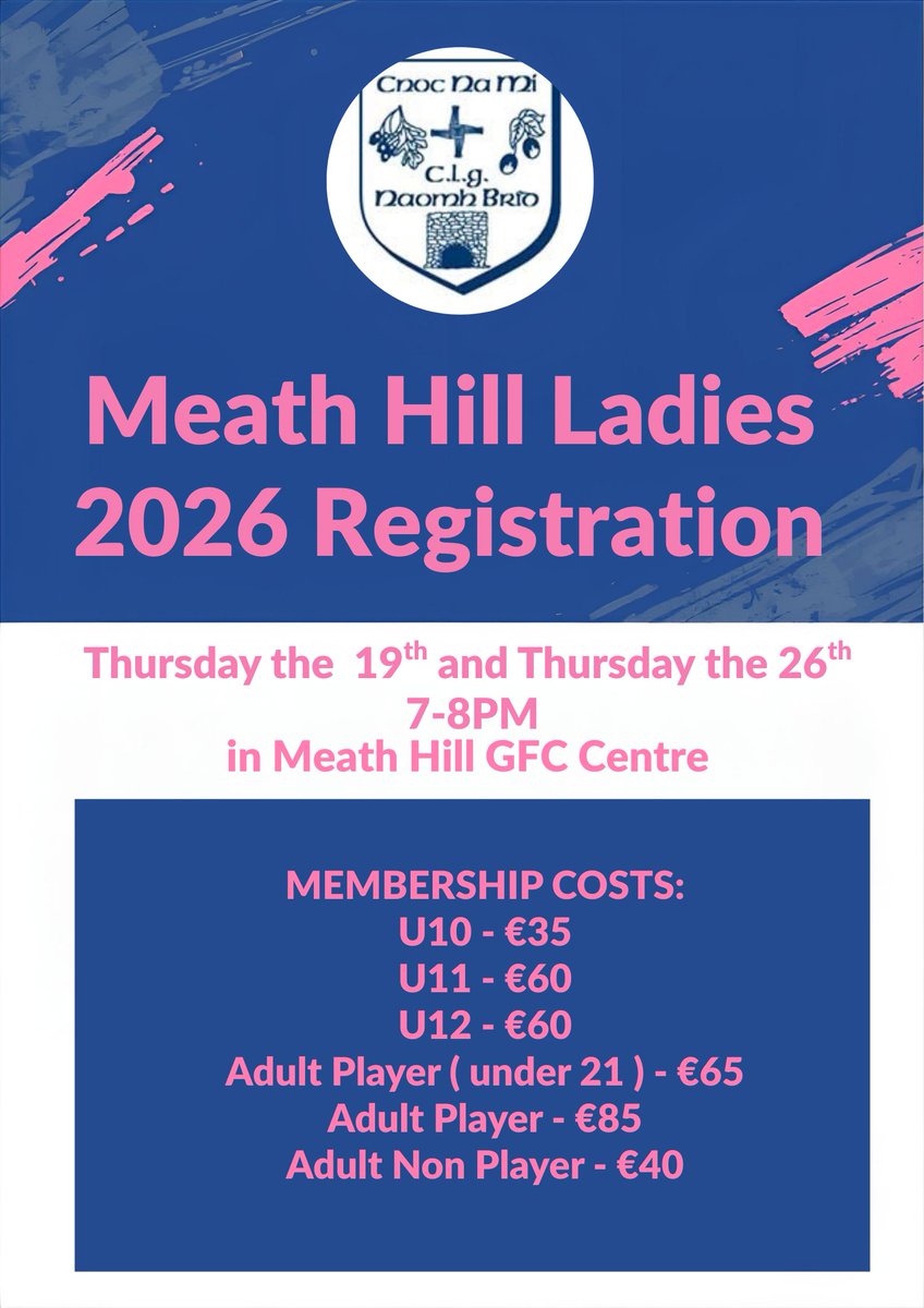 Registration for Meath Hill Ladies is Soon Approaching!
Get all the latest news on the Meath Hill GAA app member.clubspot.app/club/meath-hil…