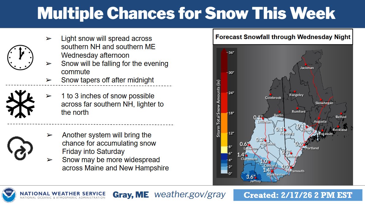 It will remain mild this week, but with a few chances for snow. The ...