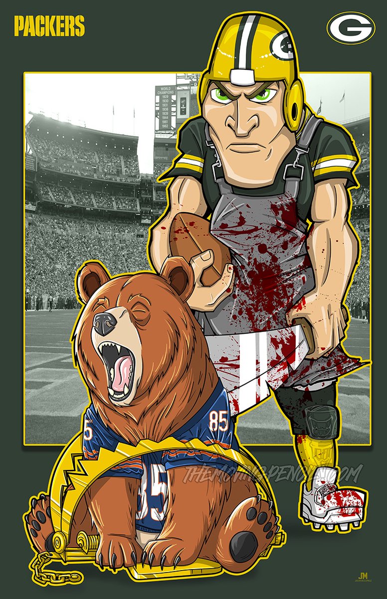 th3movingpencil's tweet photo. Here is my latest rival illustration featuring the Green Bay Packers vs. Chicago Bears. #GoPackers #Packers #GoPackersGo https://t.co/XGrDNSXWM2