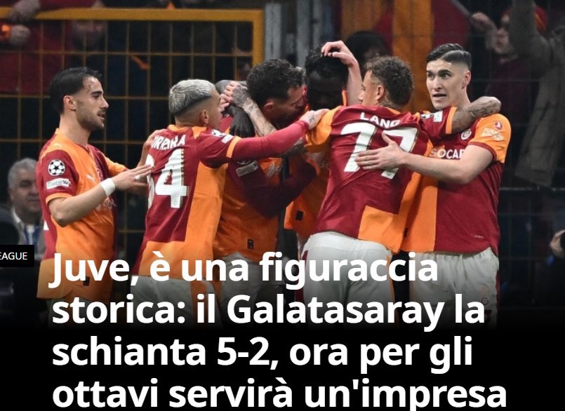 La Gazzetta’nın manşeti: “Juventus için tarihi hezimet.

Galatasaray, Juventus'u ezdi.”