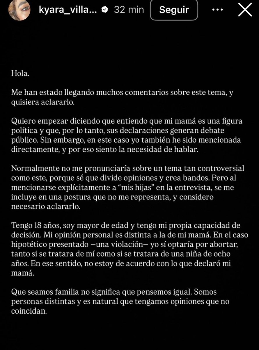 ChacoteroPeru's tweet photo. Kyara Villanella, hija mayor de Keiko Fujimori, en contra de sus declaraciones. Menciona que ella SI ESTARÍA DE ACUERDO CON EL ABORTO en caso de violacion https://t.co/51YSxbtVVs