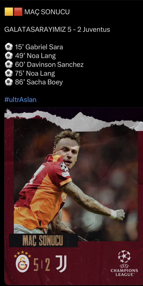 Tebrikler Galatasaray👏🏻👏🏻👏🏻 #GSvJUVE