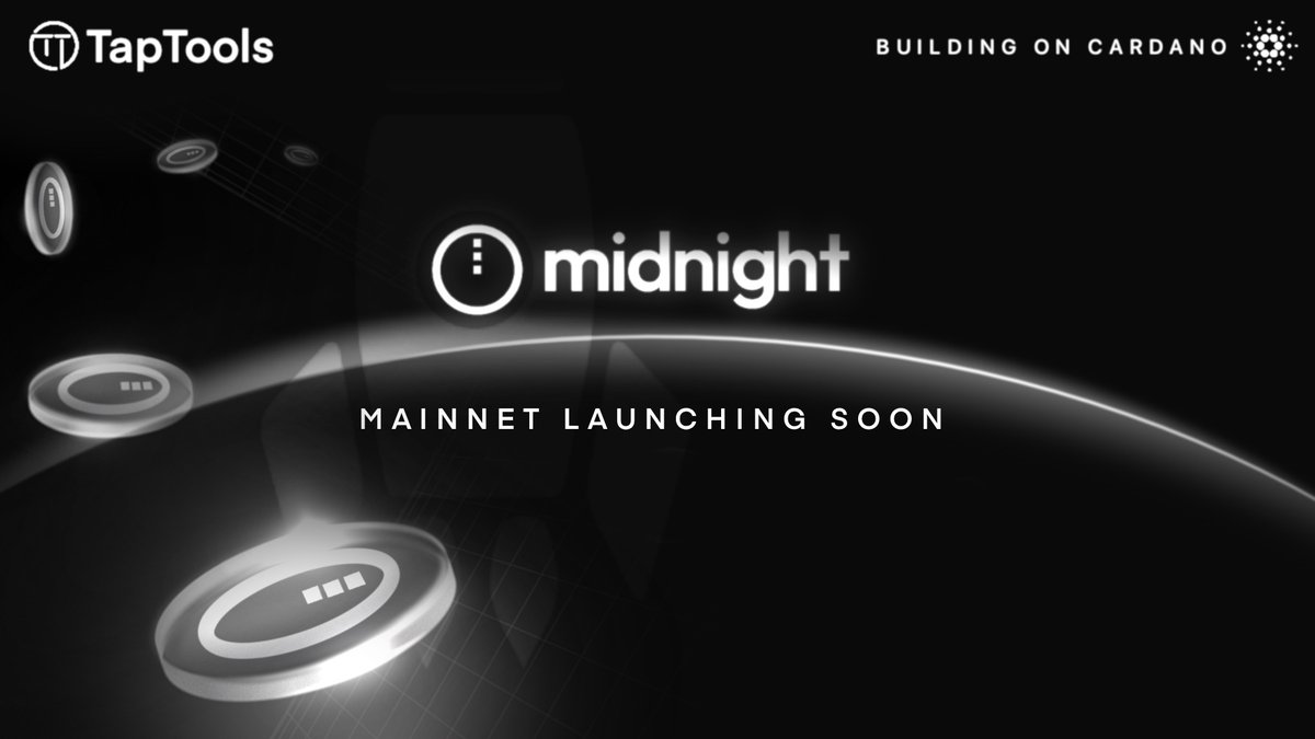 TapTools's tweet photo. Cardano’s first partner chain is going live.

Midnight mainnet launches at the end of March, introducing selective disclosure and zero-knowledge privacy to the ecosystem.

Full breakdown below.
https://t.co/H8OZTLxCZn https://t.co/0viXRxjPUn