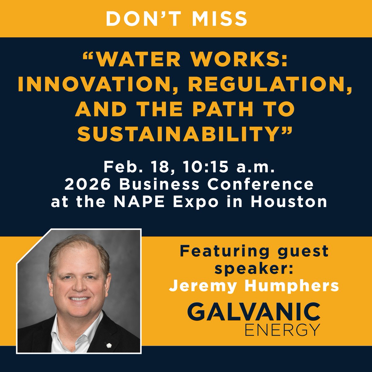 Don’t miss tomorrow morning’s water infrastructure presentation with our president and CFO, Jeremy Humphers at @NAPEExpo's 2026 Energy Business Conference: bit.ly/3FDUlIK 

#NAPE2026 #NAPEExpo #WhereDealsHappen #Networking #OilAndGas #EnergyTechnology #EnergyInnovation