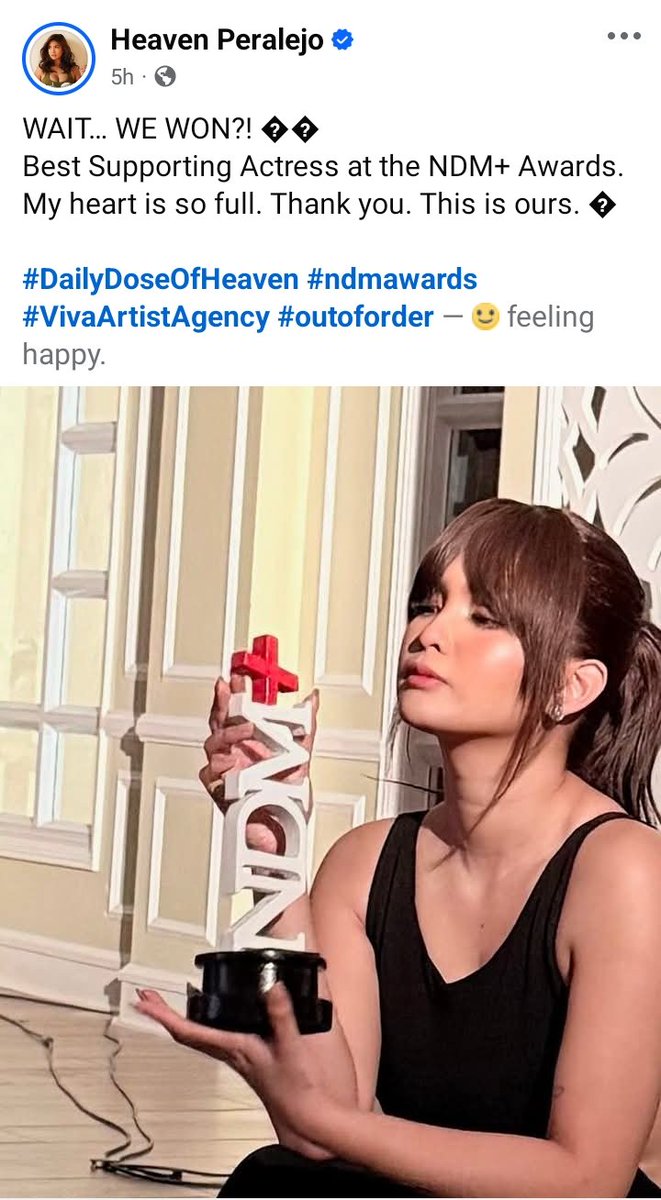 Heaven won another acting award!  She brought pride not just to herself but to Viva too. So if sasabihin niyo na favorite lang? Nah. Gem talaga siya ng Viva because she's genuinely talented. well-deserved!More projects for Heaven please. <a href="/VivaArtists_/">Viva Artists Agency</a>  #HeavenPeralejo <a href="/hperalejo/">Heaven Peralejo 🇵🇭 heavenperalejo.eth</a>