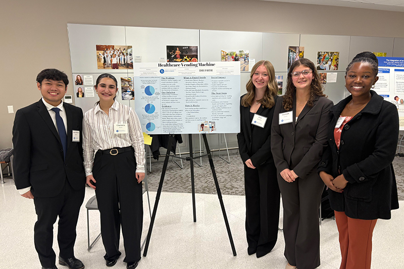 UDCHS's tweet photo. Late-night problem, big solution: first-year @udelaware nursing students used design thinking to create a healthcare vending machine in dorms — earning 2nd place at Blue Hen Innovation Fest! 

Read more in UDaily ⬇️

🔗 https://t.co/fQs3QECdLW

#UDel #UDBigIdeas #UDNursing https://t.co/csHpShTLLp