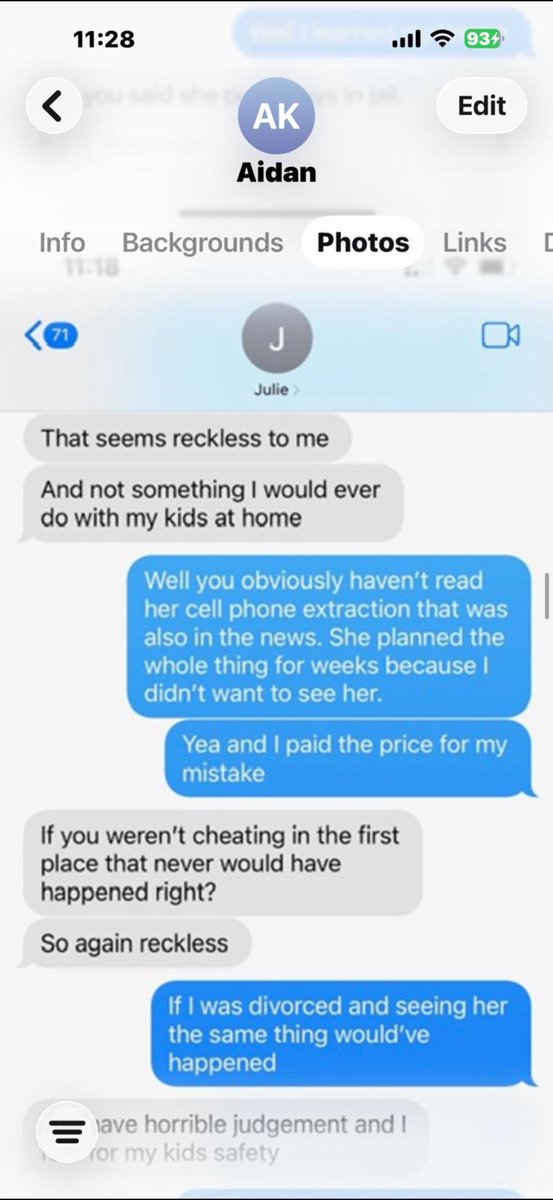 Aidan likes to sell the story that his divorce was amicable and there is/was no issues with it and his parenting. However, the truth is within the texts. Shit dad. Shit partner. Shit human.