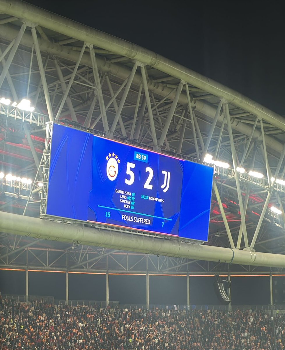 Şampiyonlar Ligi'nde bir maçta 5 gol atan ilk Türk takımı GALATASARAY 💛♥️

Tarihi skor 👇🏻

#GSvJUVE 
#UCL