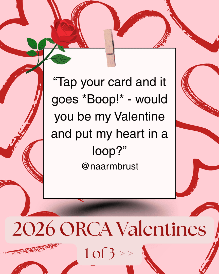TheORCACard's tweet photo. Make my heart Boop ❤️ 

Here are the winners of our 2026 ORCA Valentine's Day Poem Contest. A big thank you to the dozens of ORCA fans that submitted poems. This is one of our favorite activities each and every year! #JoinThePod https://t.co/i7WGd5KajA