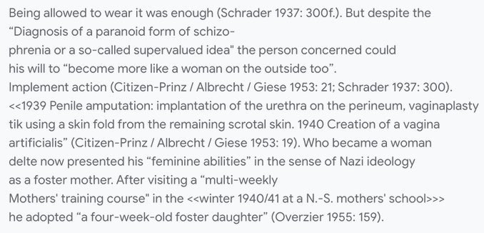 israeliens1's tweet photo. @hasanthehun Nazis still allowed trans M-to-F bottom surgeries to be carried out and for trans women to adopt children even in 1940 in Nazi Germany 

Erwin Gohrbandt did the first trans surgery in Weimar Germany and then later conducted human experiments in Dachau as a nazi surgeon https://t.co/Q3u0JePN1A