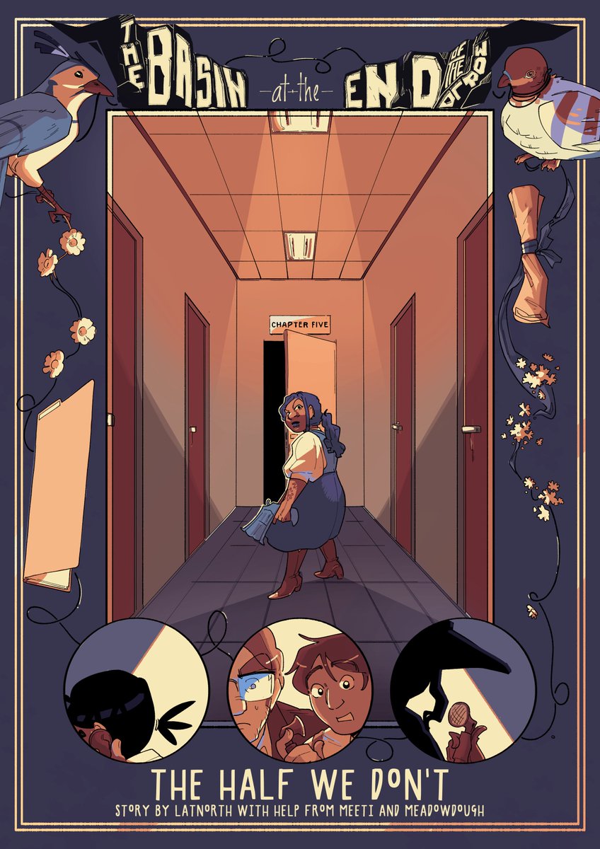 Deeper and deeper into Donnerside, Evan, Ana, and Juno make their way to a city known for having its eyes and ears all across the territory. Will they find their next puzzle piece at Duquesne station? Find out in Chapter 5.
basinattheend.webcomic.ws/comics/206