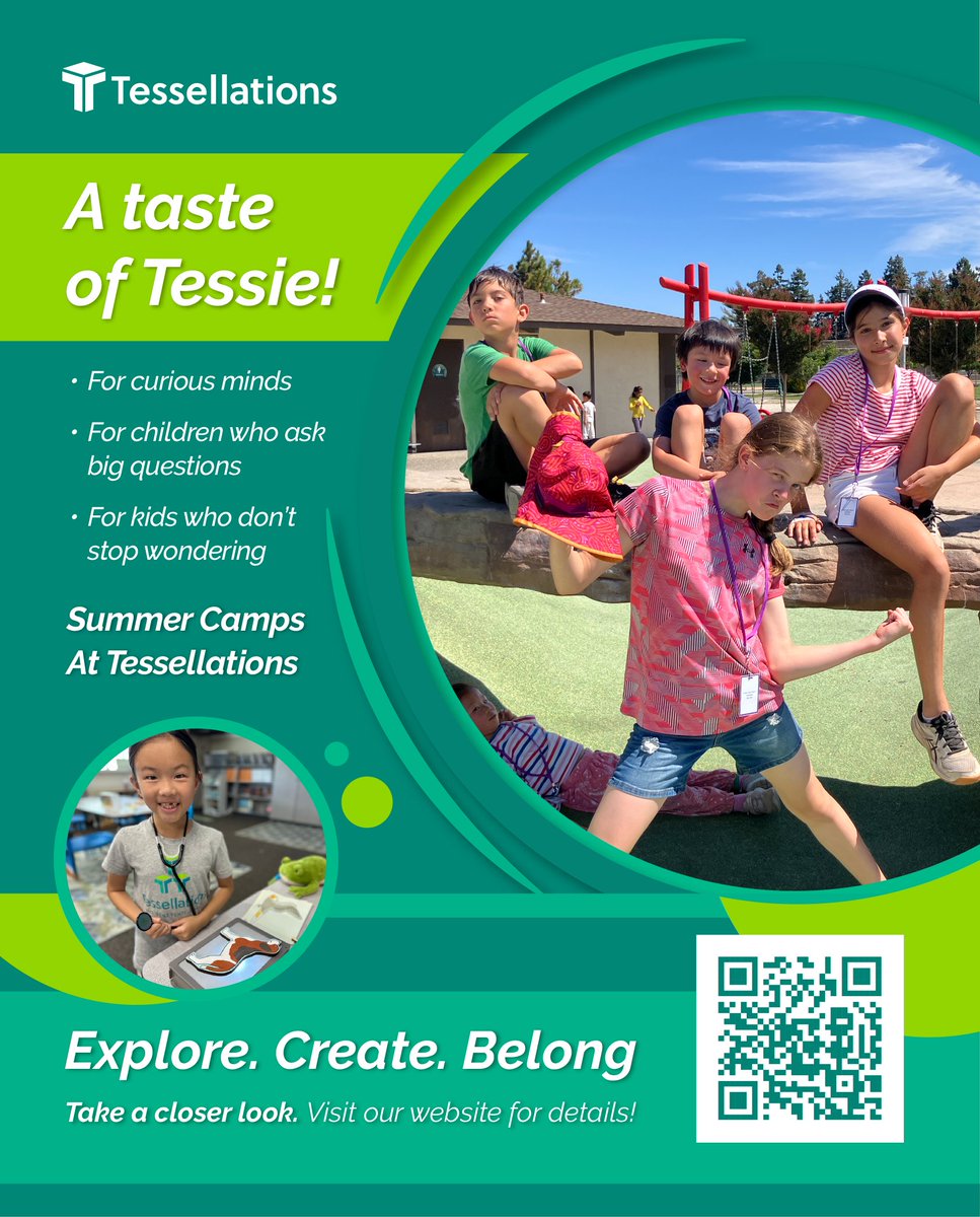 Tessellations_S's tweet photo. A Taste of Tessie 🌱 This summer, explore hands-on learning, creativity, and connection at Tessellations Summer Camps.

Take a closer look and learn more on our website: https://t.co/hiNYnTM0zq

#TessellationsSchool #SummerCamps #BayAreaFamilies #CuriousKids https://t.co/xMS7bwUbRy