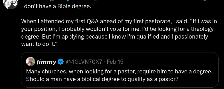 His last sentence would be why I would say he should never be allowed in a pulpit.