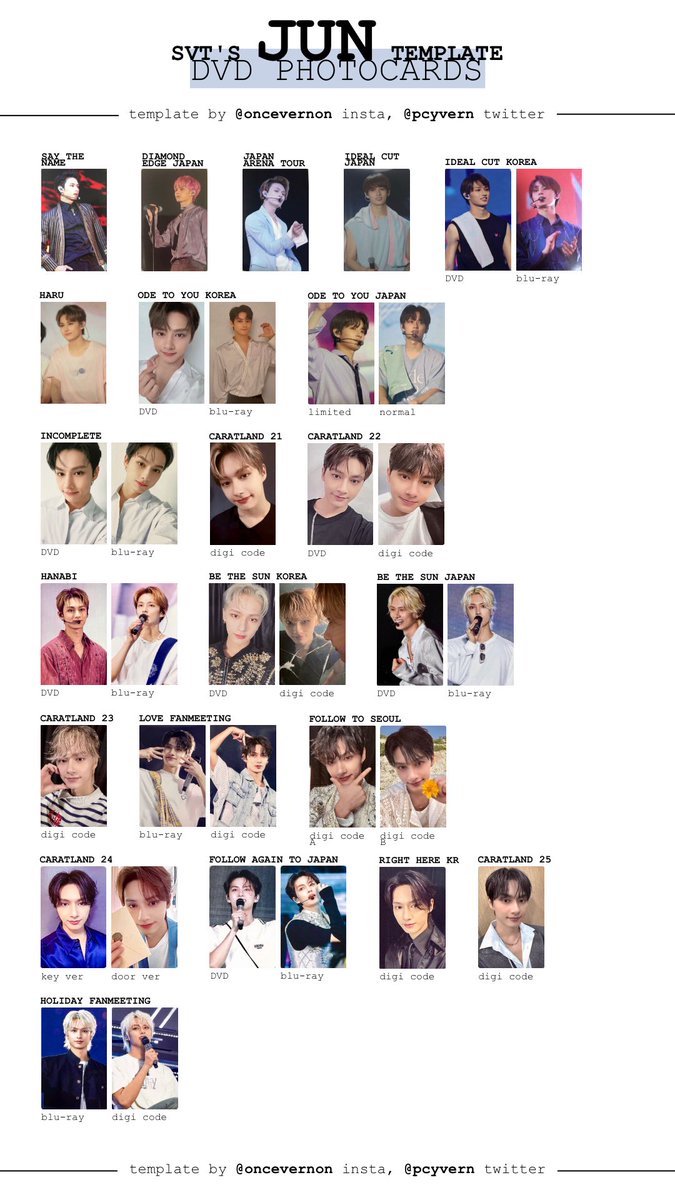 seventeen dvd photocard templates updated with the japan holiday