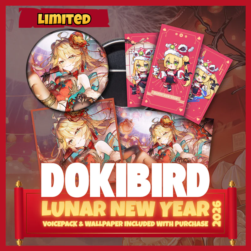 【Lunar New Year 2026 VOICE PACK】

NEW voice pack+merch!
dokimerch.com/products/dokib…

In the store now with limited edition exclusive merch! So grab the buttons to decorate for your Ita bag or the variant of your choice!   

Happy Lunar New Year dragoons!🧧🎇

#dokibird #Dokishrine