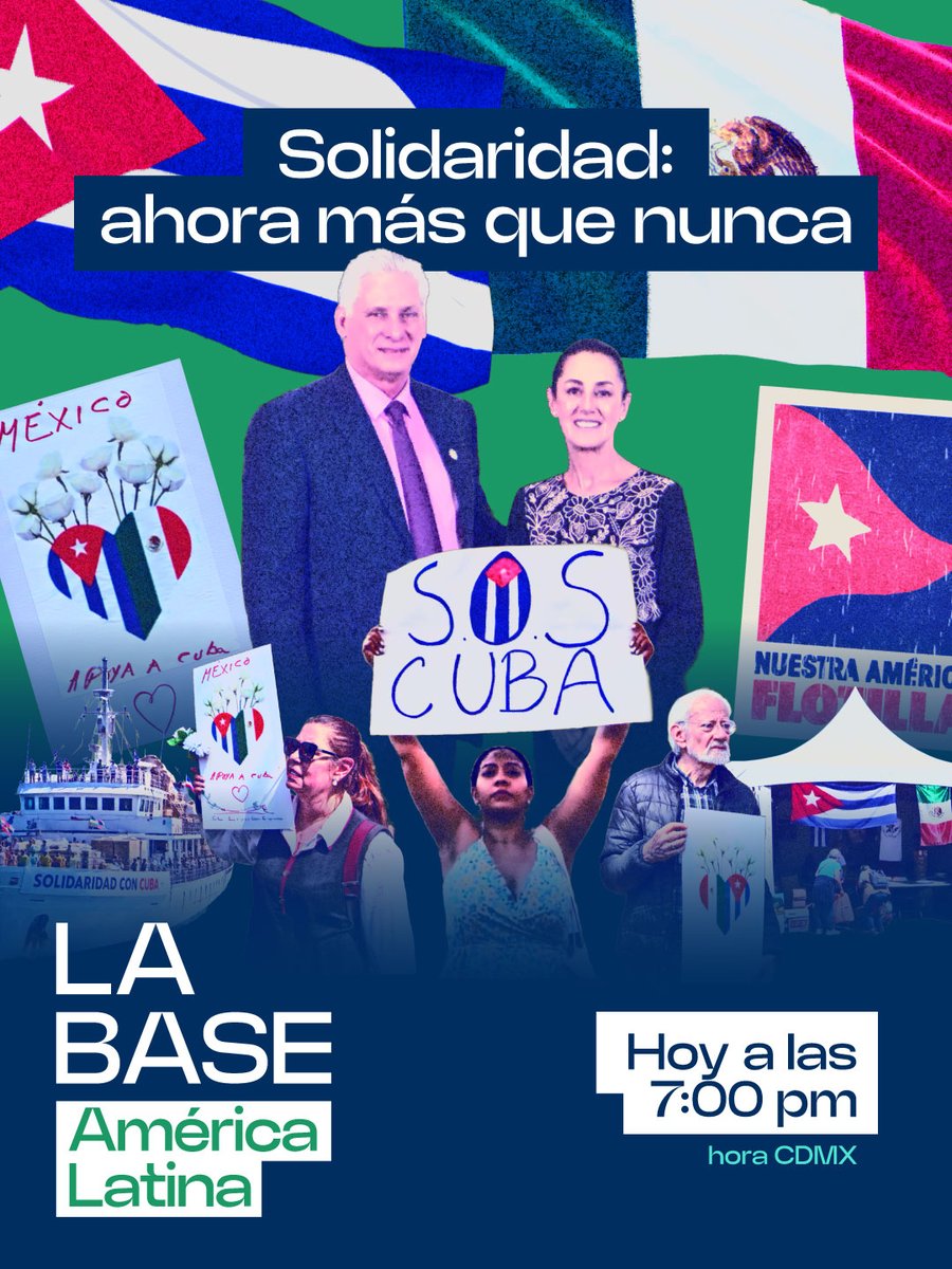 🚨 SOLIDARIDAD CON CUBA | LA BASE AMÉRICA LATINA 🚨

En medio del endurecimiento del bloqueo y la presión internacional, México reafirma su respaldo a la isla. El gobierno mexicano y la presidenta Claudia Sheinbaum marcan postura: cooperación, soberanía y defensa de Cuba frente