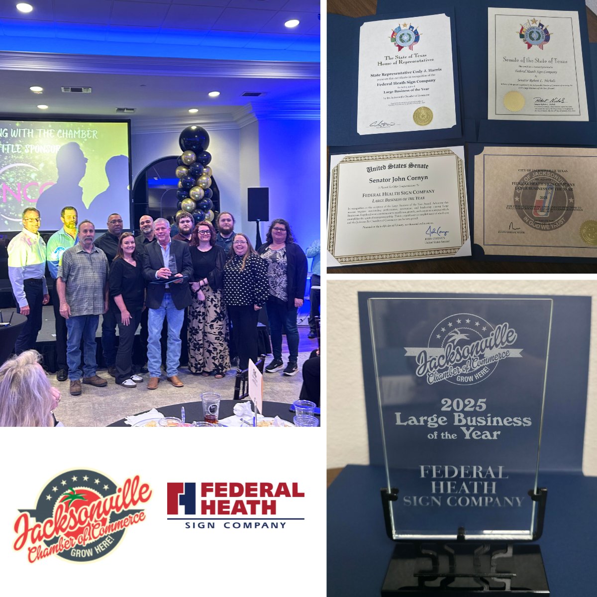 FederalHeath's tweet photo. We are honored to be named the 2025 Large Business of the Year by the Jacksonville Chamber of Commerce. A few of our team members had the privilege of attending the 101st Chamber Dinner &amp; Awards Banquet this month to accept this prestigious recognition. https://t.co/MEyL5X3eDU