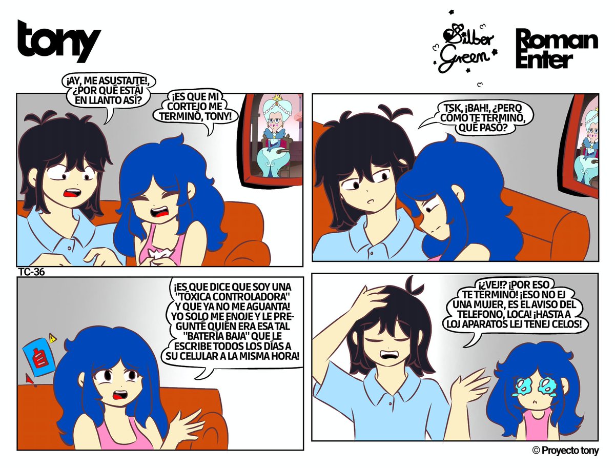 proyecto_tony's tweet photo. TC-36: Celos-dije con los aparatos⚠️📱
Dibujada y lineada por: @/Silber Green
Coloreado, ilustrado de globos de llamada y editado por: @romanentertain
#tony #Proyectotony #Humor #ComicBoliviano #Chistes https://t.co/7VZTDOkzdE