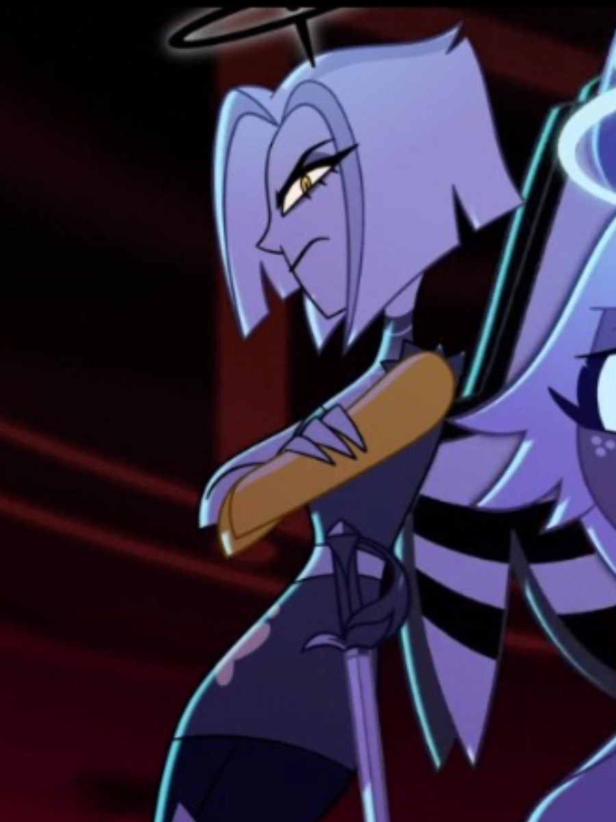 GrumpyEclipse's tweet image. I really love when people draw Hazbin Hotel art with a lot of the characters in it and Lute just looks really grumpy. She’s so adorable! 😭❤️