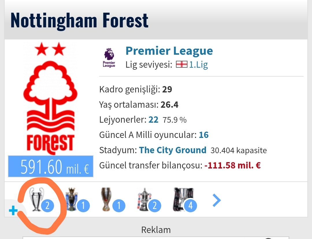 Fenerbahçe'nin rakibi Nottingham Forest tarihte iki kez Avrupa'nın en büyüğü oldu. 600 milyon euroluk kadrosu ve tarihi ile gerçekten her anlamda Juve'den daha büyük
