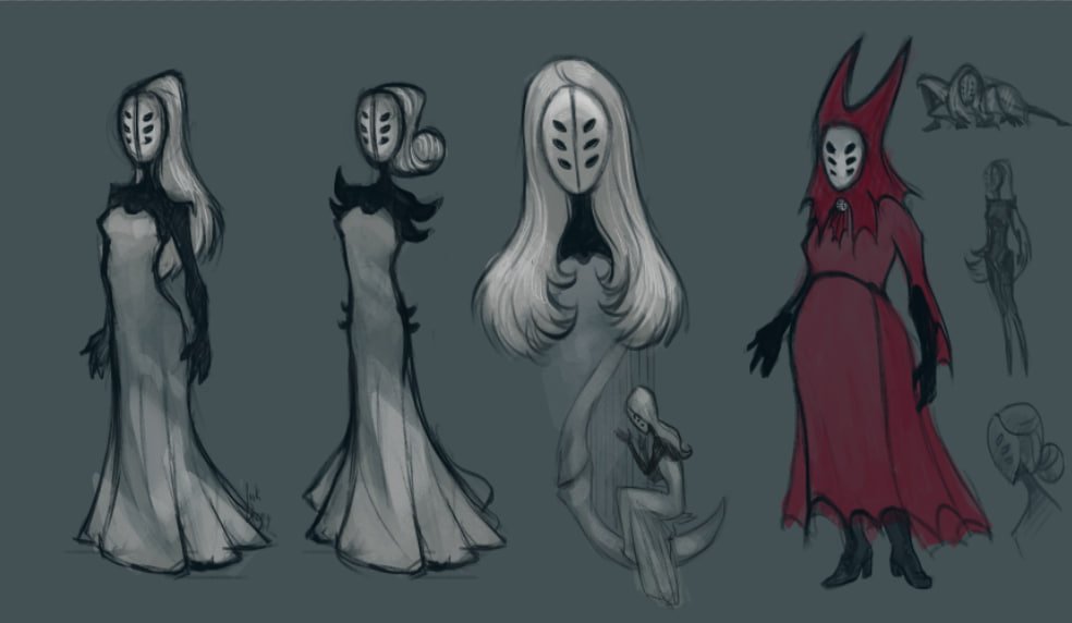 inkdecay_'s tweet photo. I love making humanizations, so here's some sketches of weavers  from #silksong 

#silksongfanart https://t.co/CvLMeGvbtL