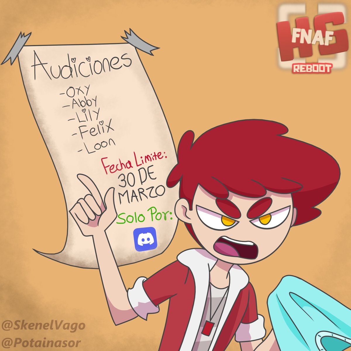 _FNAFHSREBOOT_'s tweet photo. ⚠️AUDICIONES ABIERTAS ⚠️
Muy buenos dias/tardes/noches a la comunidad de fnafhs! finalmente despues de bastante tiempo tenemos audiciones abiertas, asi que llego la hora de que participes! 
¡Solo se aceptan audiciones por nuestro Discord!
#fnafhs #fnafhsremake #fnafhsreboot https://t.co/pyry9Q7l8c