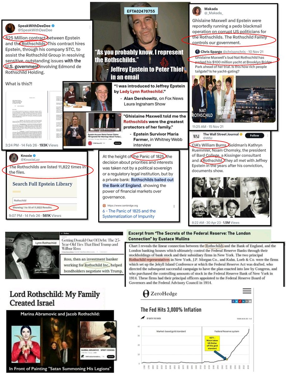 <a href="/RepNancyMace/">Rep. Nancy Mace</a> ROTHSCHILDS RUN IT. SEND TO GITMO NOW

🚨 Epstein to Thiel:
"I represent the Rothschilds."

🚨 Rothschilds paid Epstein $25M

🚨 Rothschilds assigned Epstein's lawyer Alan Dershowitz to Epstein

🚨 Maria Farmer says Ghislaine told her the Rothschilds are her greatest protector