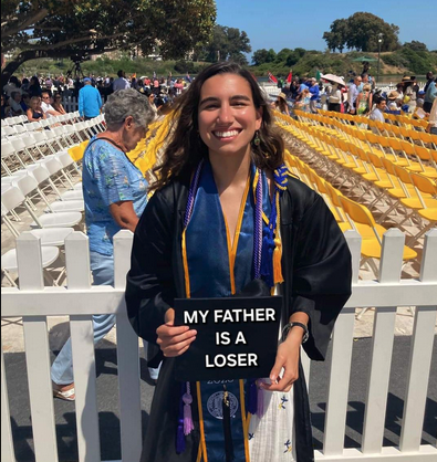 Wow, just some random graduate on Twitter whose dad is a loser. Sure would suck if this was MY kid. I might be a has-been alcoholic living in my mom's house in Florida and threatening to fight puppets. Sad, really. #FSJ