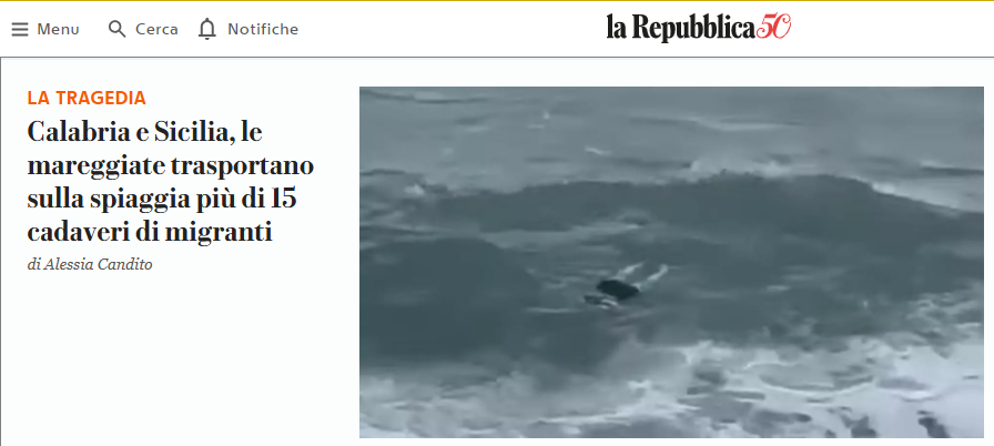 Misurelli77's tweet photo. 15 cadaveri sonno arrivati sulle spiagge calabresi e chissà quanti esseri umani sono lì immobili sul fondo del Mediterraneo,  mentre il governo più raccapricciante della storia Repubblicana vara l'ulteriore stretta alle Navi delle ONG. Meno ONG in mare meno occhi che guardano... https://t.co/qqflqthADu