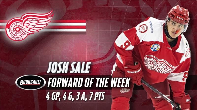 weyburnredwings's tweet photo. π₯ Josh SALE is the SJHL Forward of the Week!
Letβs hear it for his hard work, and his success on the ice π
πΈ @theSJHL
#WeyburnRedWings #SJHL #ForwardoftheWeek https://t.co/ctThiJzrUf