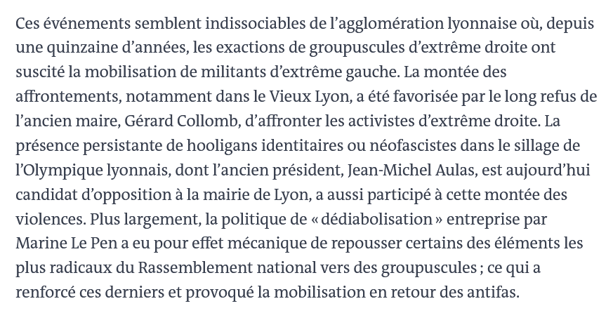 EugenieBastie's tweet photo. Exploit du Monde qui parvient à faire un edito sur la mort de Quentin sans citer Jean-Luc Mélenchon dans les responsables du climat de violence... mais en citant Gérard Collomb qui n'est plus maire de Lyon depuis six ans et mort il y a deux ans..
mais aussi la stratégie de dédiabolisation de Marine Le Pen... 
tu es radicale tu alimentes l’extrême droite
tu te dédiabolises tu alimentes l’extrême droite
face tu perds pile je gagne
https://t.co/pmWKdAtR7a