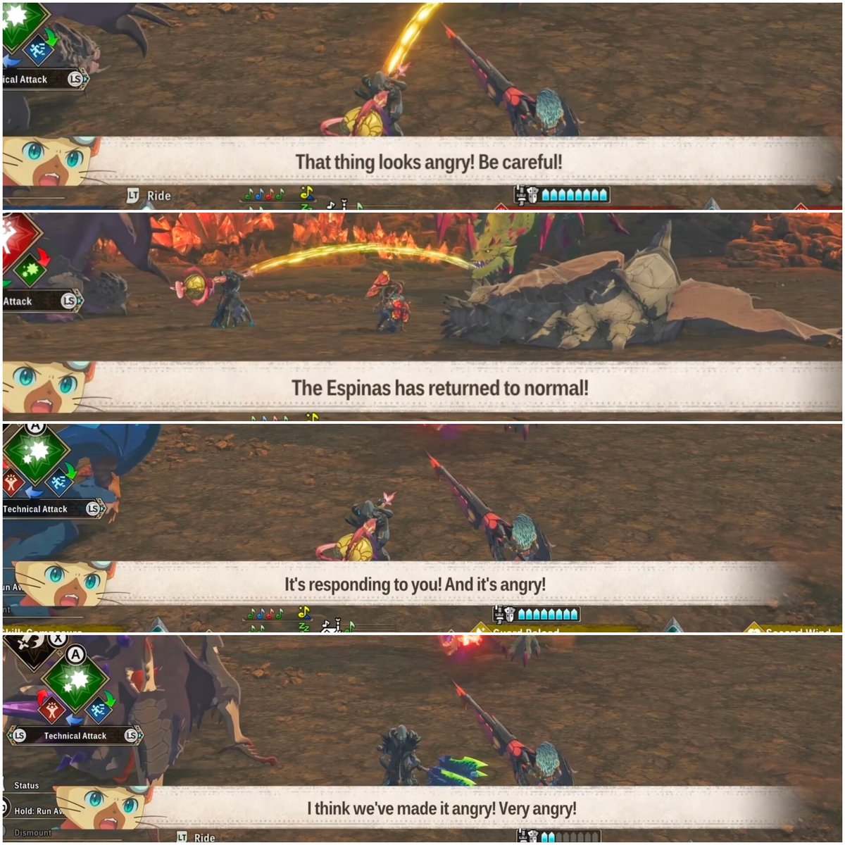 MidnightBoshi's tweet photo. I don't understand the Rudy hate. He's literally a far better Navi than Navirou ever was!

His call outs practically make the Espinas fight even possible! When Rudy says about "its angry very angry" that is just your que to put a shock down or bet on Nerscylla to sleep it. https://t.co/lzrjD9wmut