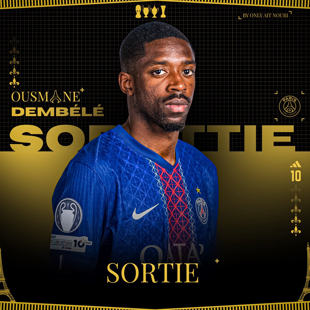 ⏱️ 26'| Ousmane Dembélé sort. ❌️

AS Monaco 2-0 PSG
#ASMPSG | #LDC

🎨 <a href="/Only_AitNouri/">Only AitNouri</a>