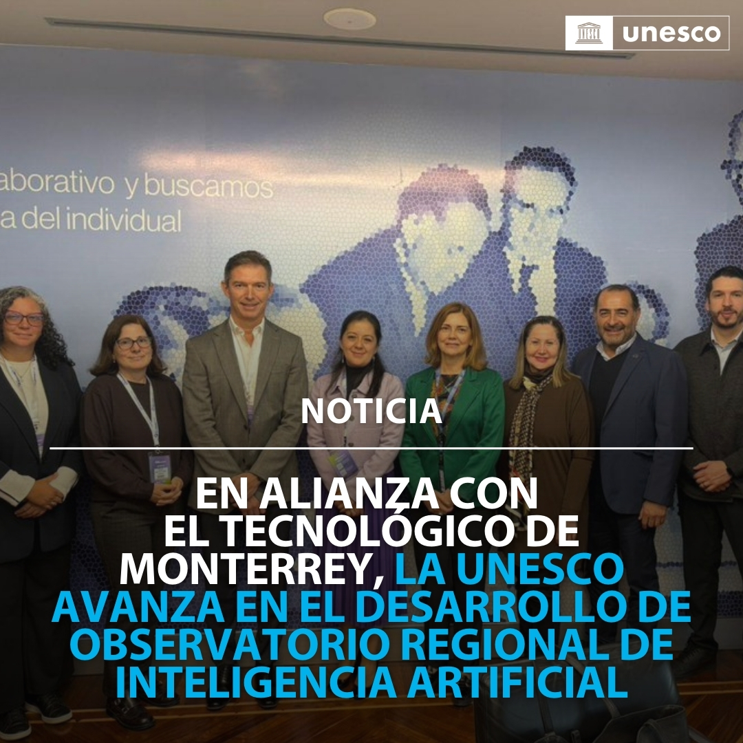 UNESCOSantiago's tweet photo. #Noticia 📰 En alianza con el @TecdeMonterrey, la UNESCO avanza en el desarrollo de Observatorio Regional de Inteligencia Artificial

En la #IFEConference, impulsamos una transformación digital que mejore la educación y respete los #DerechosHumanos.

🔗 https://t.co/IlQlUst7po https://t.co/C1B9DhJx32