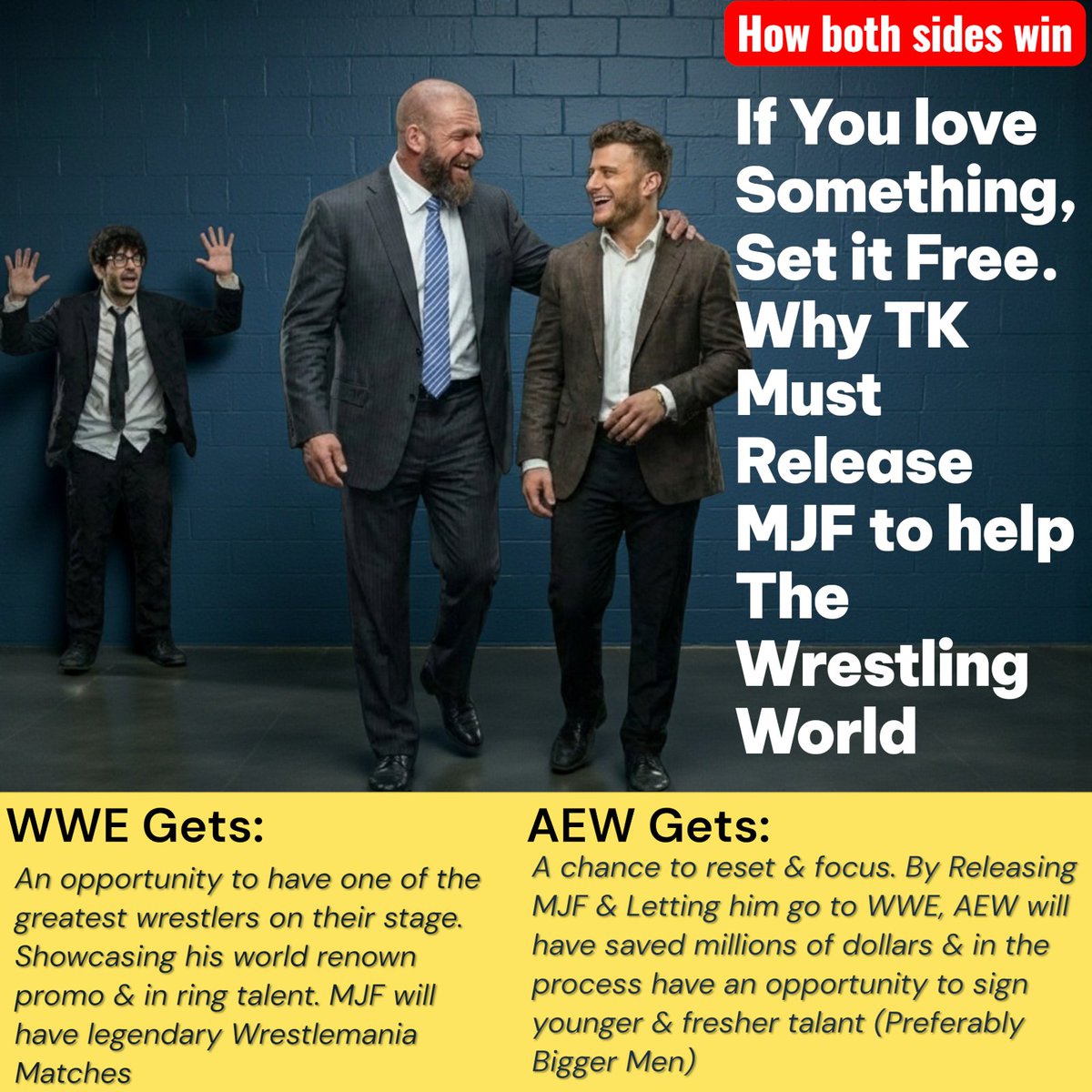 Pray hard this happens guys, &amp; the MJF Goes to WWE. Because it would arguably be the greatest moment in wrestling history if it did #AEW #WWE