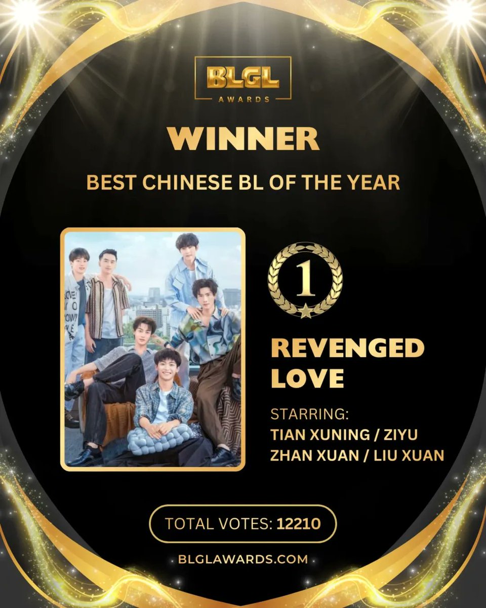 TianZiyuGlobal's tweet photo. 🇨🇳 Este año, China nos regaló historias que nos hicieron reír, llorar y amar sin medida… y solo una logró tocar lo más alto.

🏆 ¡FELICIDADES A #RevengedLove!

Ganadora de BEST CHINESE BL 
No solo se vio, se sintió.❤️🌽🐍
Este triunfo también es de ustedes SweetCorn. https://t.co/QtURoDdEix