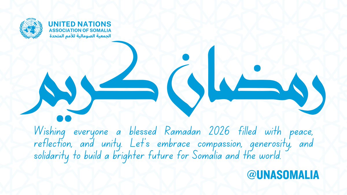 UNASOMALIA's tweet photo. As the holy month begins, we pray it brings you abundant peace, deeper solidarity, spiritual renewal, and moments of pure joy. Let's come together in fasting, prayer, compassion, and acts of service—building a brighter future hand in hand!

Wishing you mercy, forgiveness, and endless blessings this Ramadan.

#RamadanKareem #UNASOMALIA #PeaceAndUnity #RamadanMubarak #BlessedRamadan