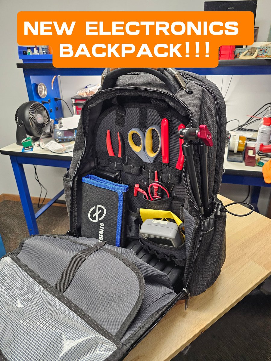 The_eetengineer's tweet photo. New Mobile Electronics Lab Bag. I need something better to carry my projects and content creation accessories around. 

It's a @SWISSGEAR 3636 pro tool backpack. https://t.co/i60gZlApNS