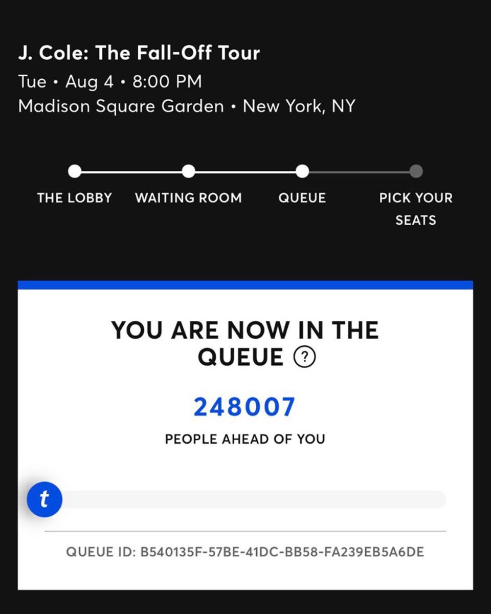 J. Cole's The Fall-Off tour is already showing massive demand. The artist presale for his North American shows went live today at 11 a.m. local time.

One fan shared a screenshot from the queue for the Madison Square Garden stop on August 4, showing 248,007 people ahead of them