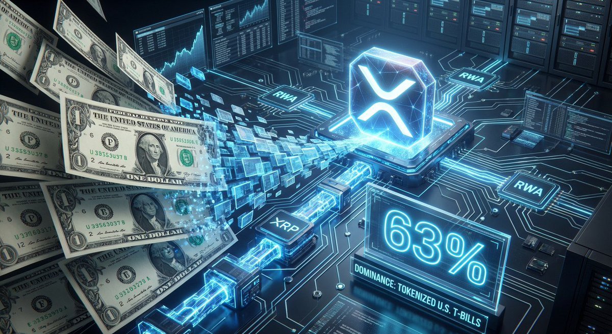 XRPL CORNERS 63% OF TOKENIZED T-BILLS

Ignore the noise on the lower timeframes. Look at the plumbing.

Nearly 63% of all tokenized U.S. Treasury bills are now live on the $XRP Ledger.

This isn't a chart pattern. This is real asset flow choosing the rails.

While retail traders